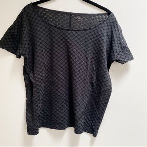Ann Taylor Loft Black Top Dots Sheer Boxy Medium
